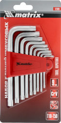 Набор ключей имбусовых TORX Matrix T10-T50 короткие (9 шт.) 12305