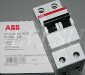 ABB Автоматический выключатель двухполюсный SH202L С20