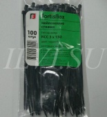 Стяжки кабельные нейлоновые 150х3 Черные (100шт)
